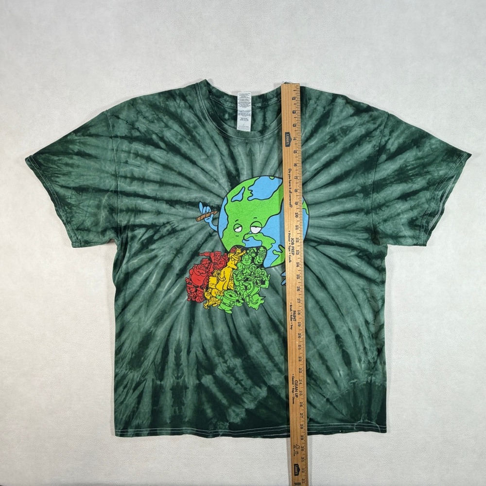 GZ and Trevy Metal World Tour Green Tie Dye Graphic T-Shirt Mens XL Gildan - Picture 5 of 14